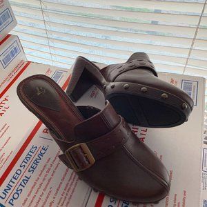 NEW! LifeStride brand “Click” brown leather upper mule/clogs Women's 7.5